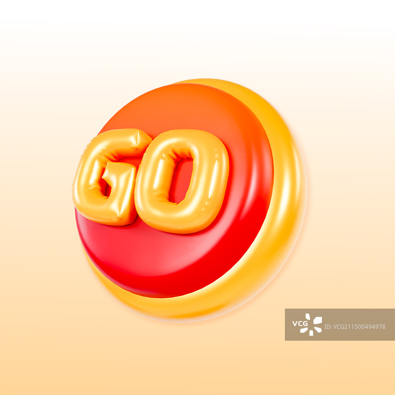 3D立体膨胀GO按钮电商促销618元素插画图片素材