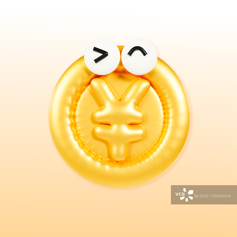 3D立体膨胀充气风金币金融电商元素插画图片素材