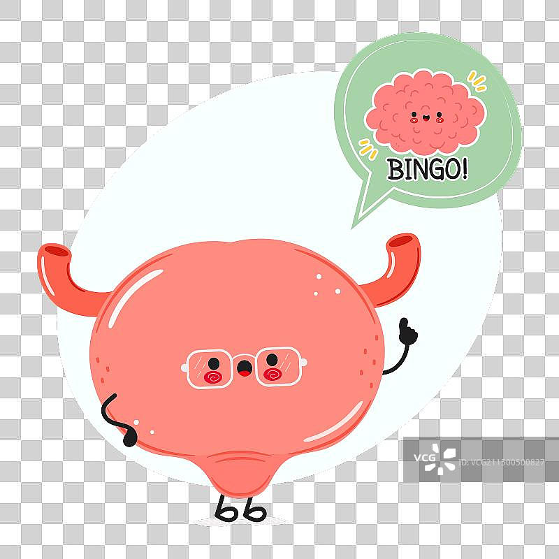 带语音气泡和大脑的膀胱角色图片素材