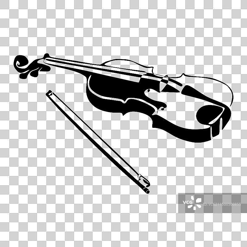 小提琴音乐黑白剪影图标图片素材