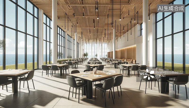 【AI数字艺术】现代豪华餐厅内部场景图片素材