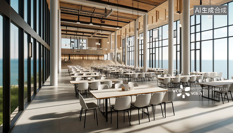 【AI数字艺术】现代豪华餐厅内部场景图片素材