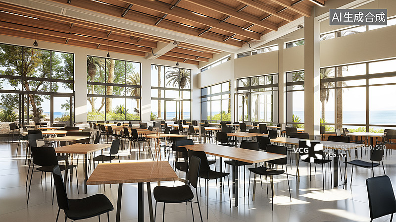 【AI数字艺术】现代豪华餐厅内部场景图片素材