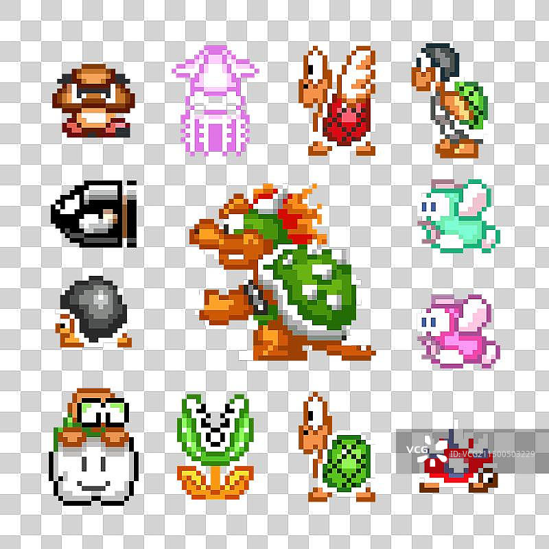 16位超级马里奥中的敌人角色合集图片素材