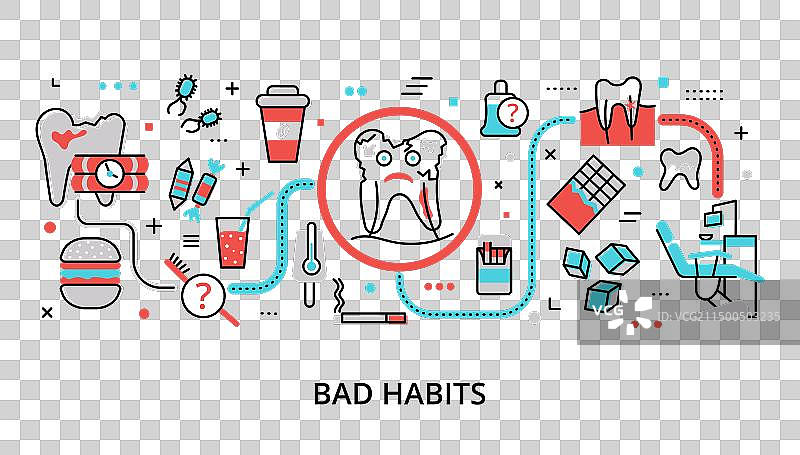 不良习惯信息图扁平风设计图片素材