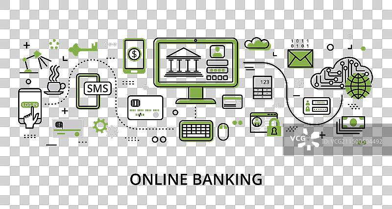 绿色在线银行概念信息图表图片素材