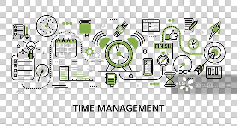 绿色植物时间管理概念信息图图片素材