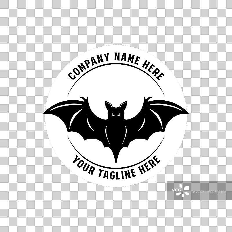 黑色夜空中蝙蝠剪影和月亮图片素材