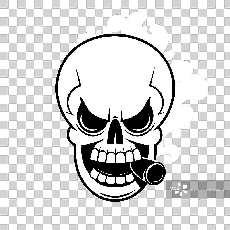 骷髅、植物叶子和几何形状手绘图片素材