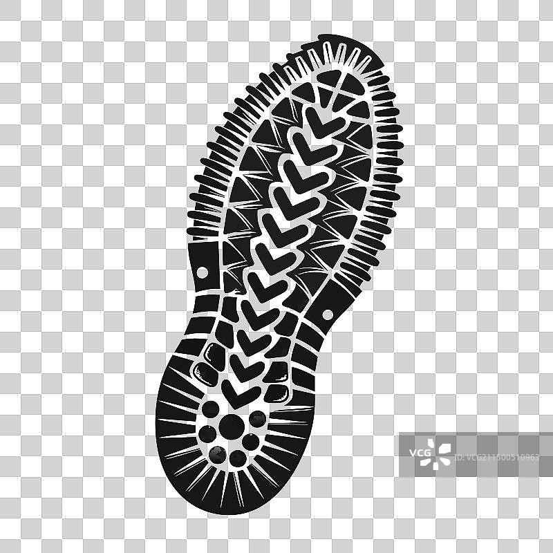 白色背景上的鞋印轮廓图片素材