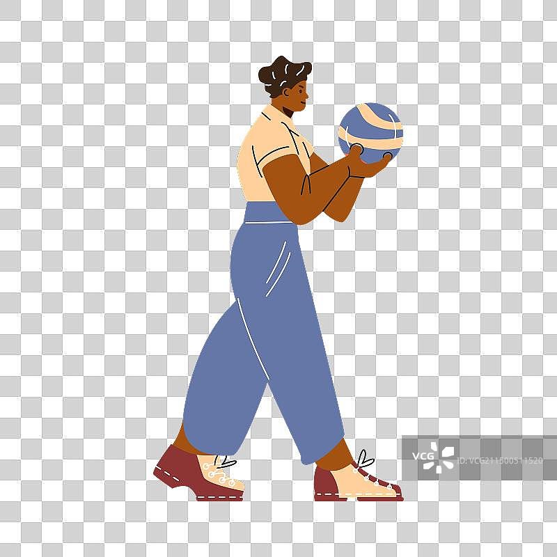 专注的保龄球手与球图片素材