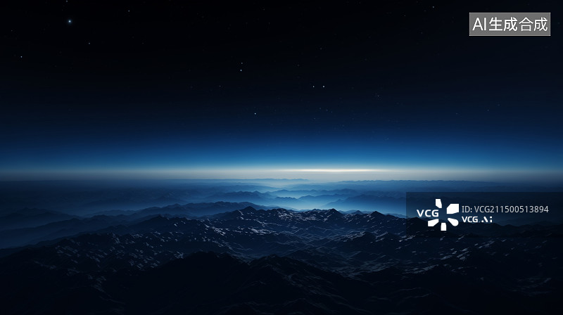 【AI数字艺术】夜空下的地平线 大气背景图片素材