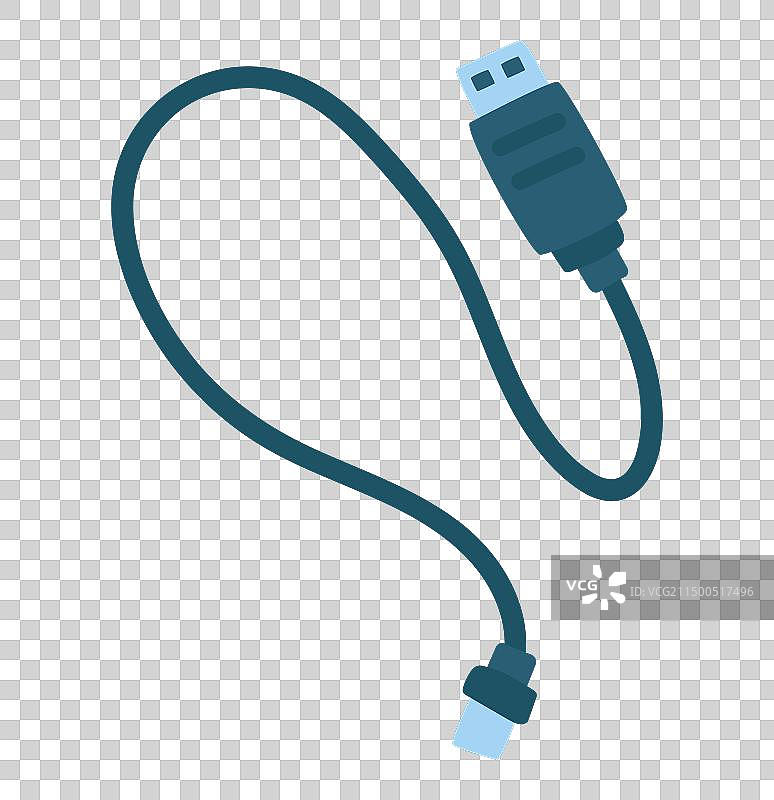 扁平设计手机充电器USB线图片素材