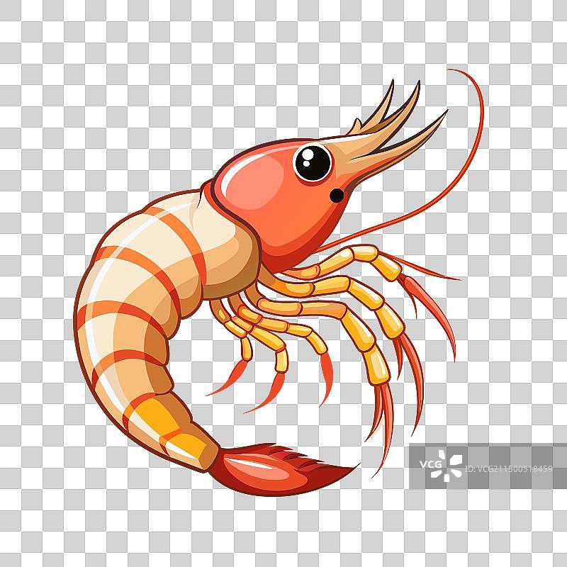 扁平风格鲜虾海鲜图标图片素材