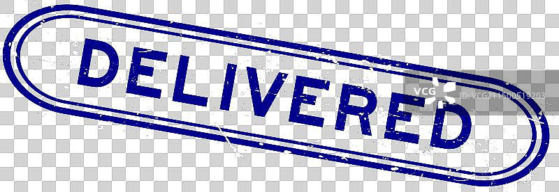 蓝色复古已交付文字橡胶印章图片素材