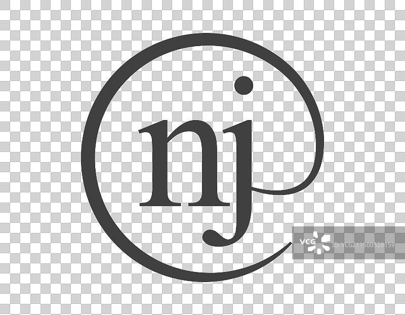 圆形双字母NJ邮箱标志图片素材