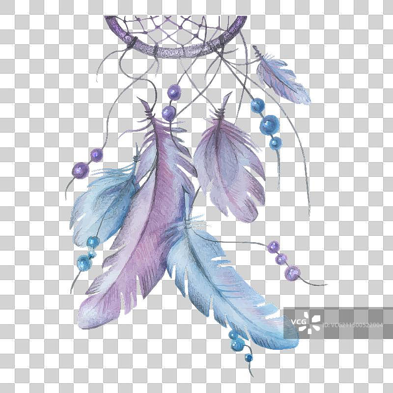 水彩紫蓝色捕梦网图片素材