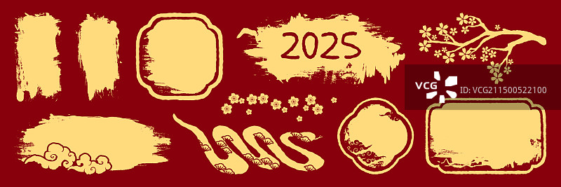 蛇年春节印章边框装饰素材图片素材