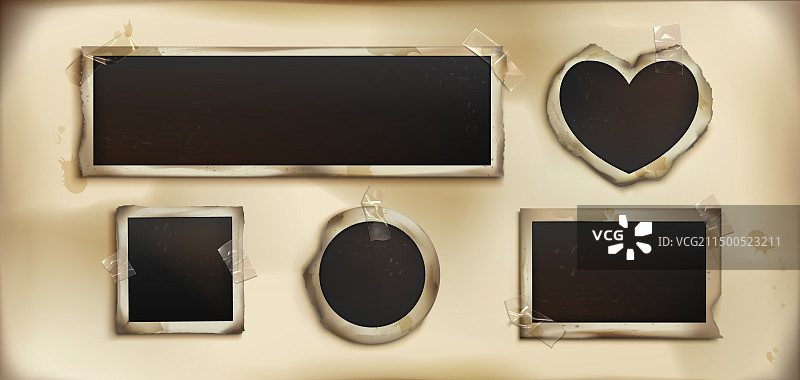 黄色相册页上的复古照片图片素材