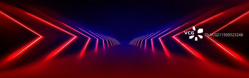 黑色背景上的红色LED灯隧道图片素材