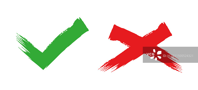 一组带有对勾和红色叉号的图标图片素材