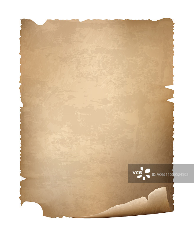 白色背景上的古代纸叶图片素材