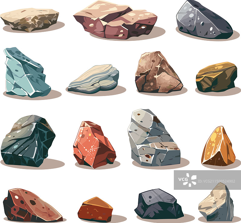 卡通风格多样岩石图片素材