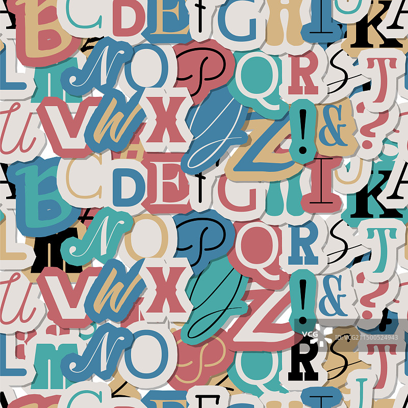 剪贴字母复古无缝图案图片素材