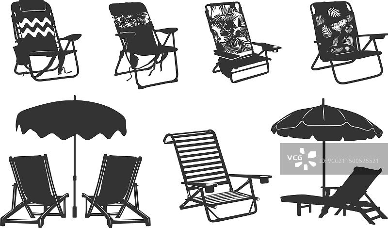 热带沙滩椅剪影SVG图片素材
