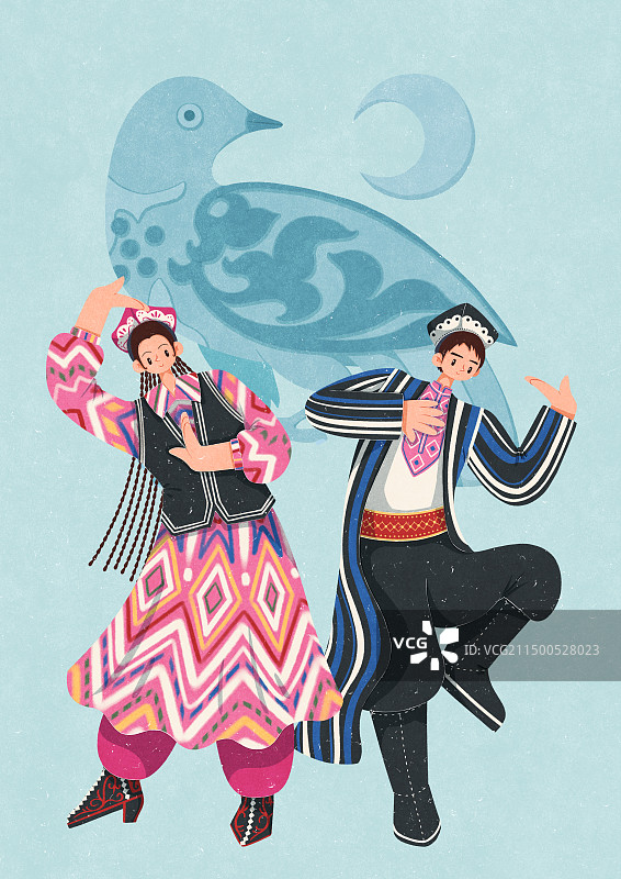 维吾尔族民族服饰男女图片素材