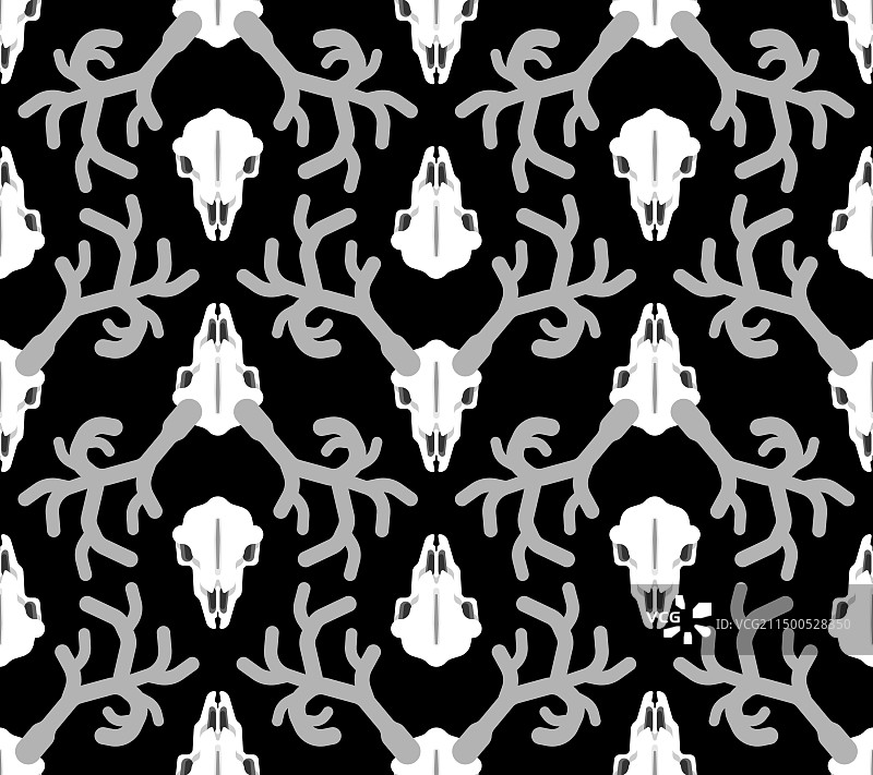 鹿头骨无缝图案图片素材