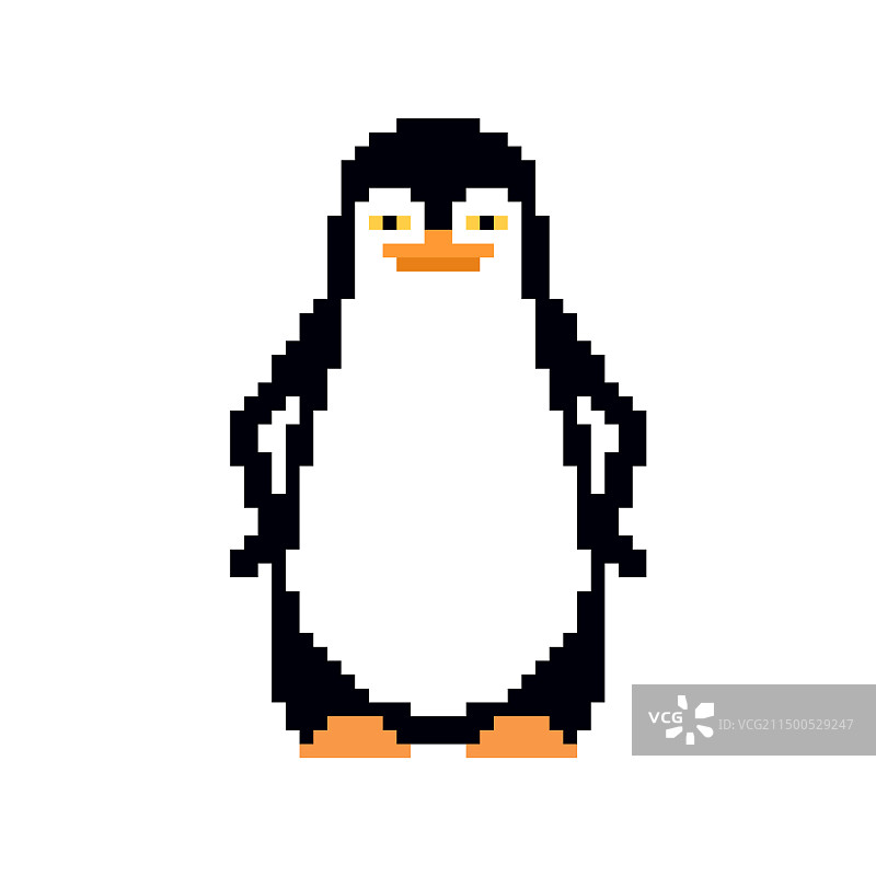 企鹅像素艺术：不会飞的海鸟图片素材