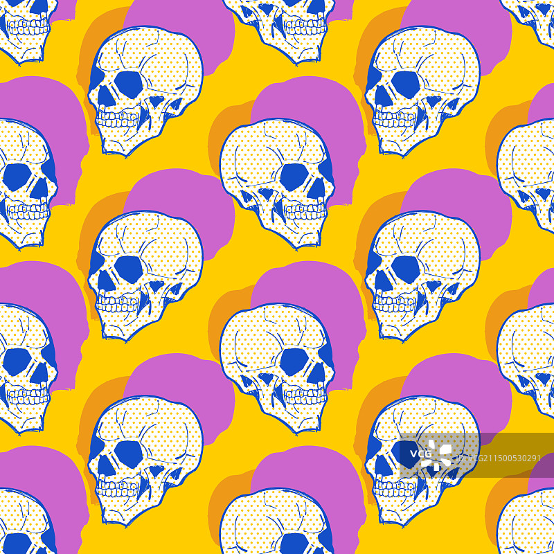 波普艺术骷髅无缝骨骼图案图片素材