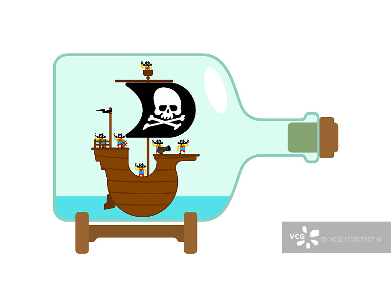 瓶中海盗船图片素材