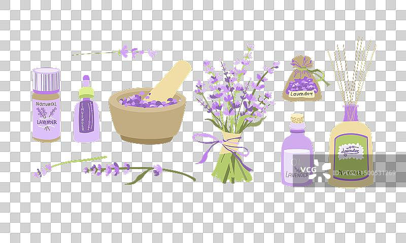 薰衣草精油图标套装图片素材