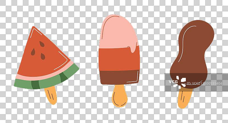 西瓜冰棒冰淇淋套装图片素材