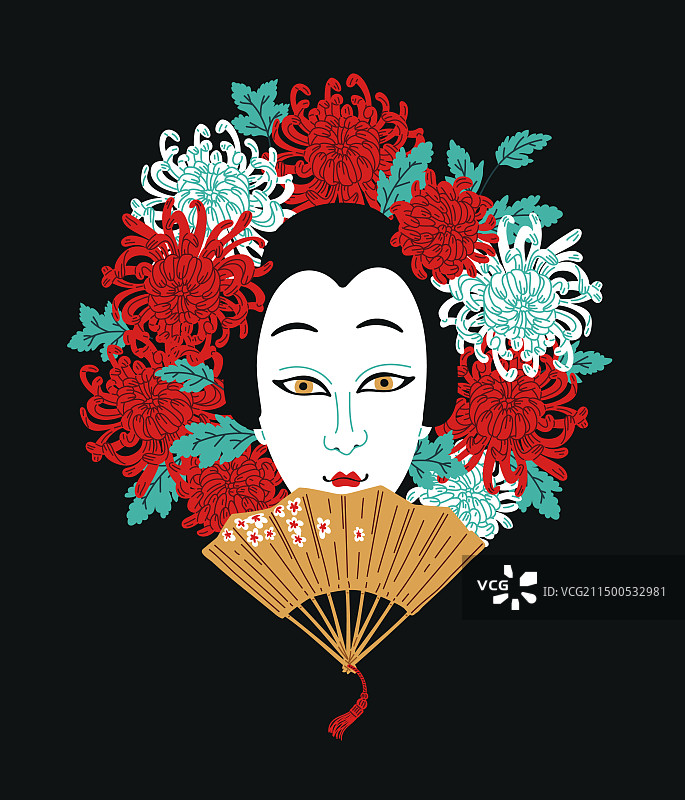 歌舞伎剧场女性传统形象图片素材