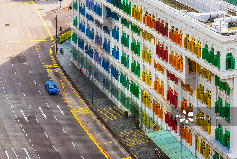 狮城，旧禧街警察局，五颜六色，Old Hill Street Police Station，航拍图片素材