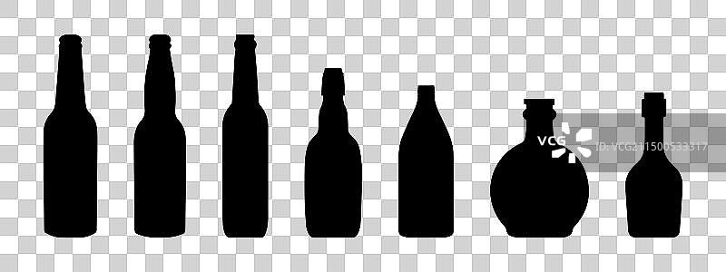 葡萄酒瓶剪影合集图片素材