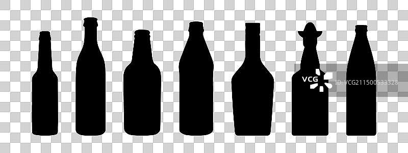 葡萄酒瓶剪影合集图片素材