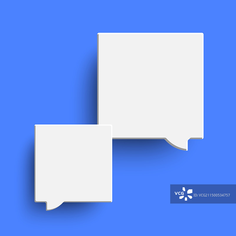 蓝色背景上的白色空对话气泡图片素材