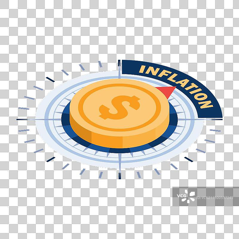 2.5D美元硬币罗盘指向图片素材