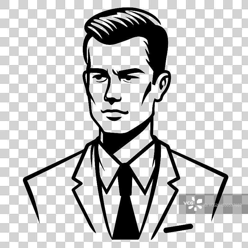 黑白西装领带男士绘画图片素材