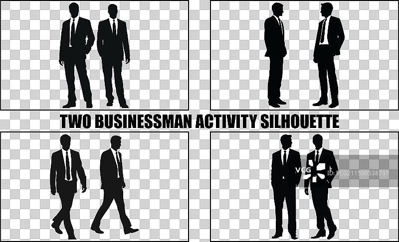 两位商人剪影黑色剪贴画图片素材