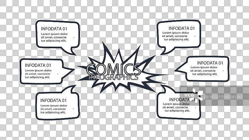 包含六个步骤选项的漫画信息图图片素材