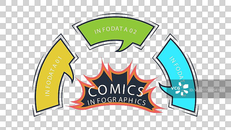 带有3个步骤选项的漫画信息图图片素材
