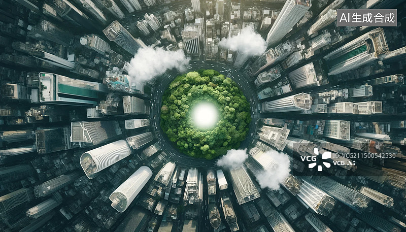 【AI数字艺术】绿色低碳环保城市，环保题材图片素材