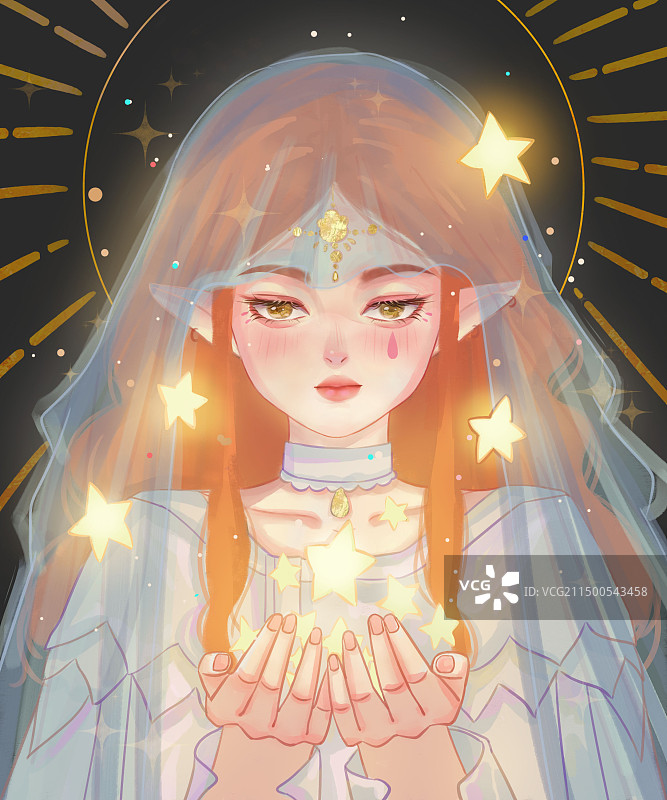 少女与星，新生与光明图片素材