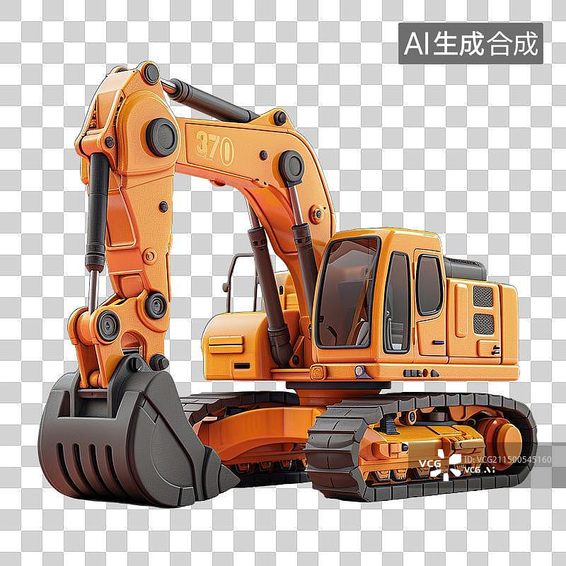 【AI数字艺术】挖掘机 卡通C4D图片素材