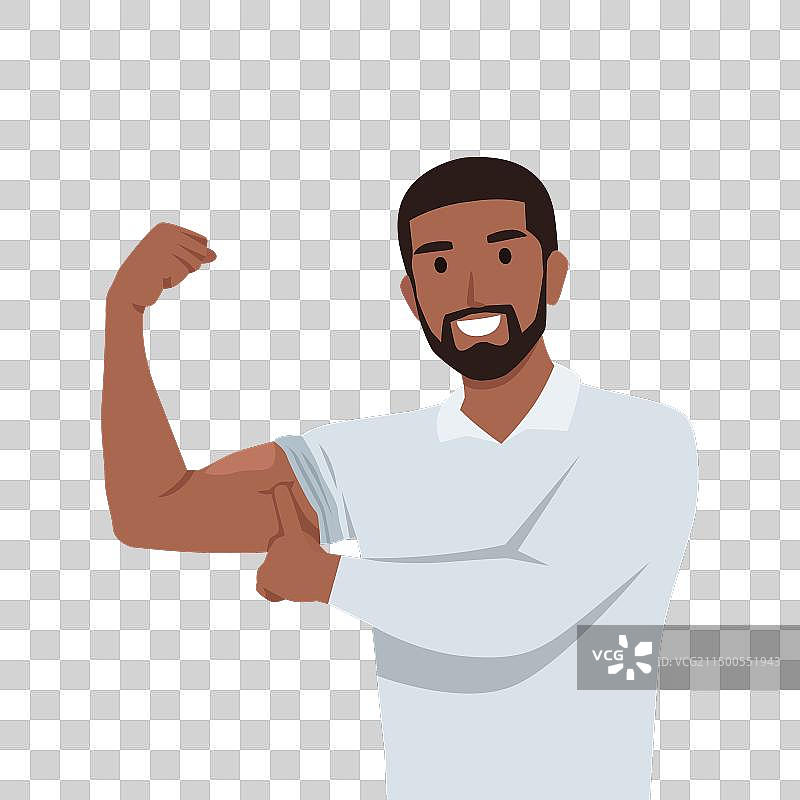 展示肱二头肌的年轻黑人男子图片素材